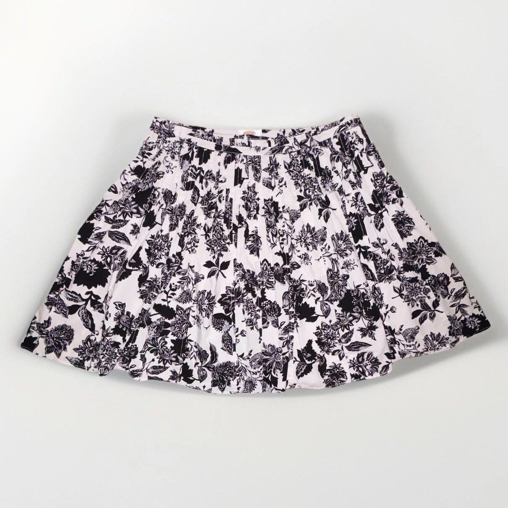 5/25 Talbots Black White Floral A-LineSkirt Women's 14W Casual Cotton 23" Length